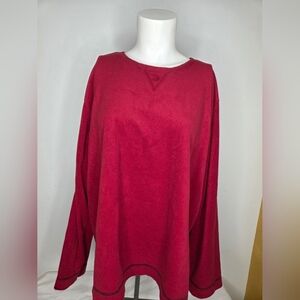 Oscar de la Renta Size L Deep Red Women's oversize Microflees Sweatshirt